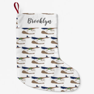 Funny roadrunner bird cartoon illustration small christmas stocking