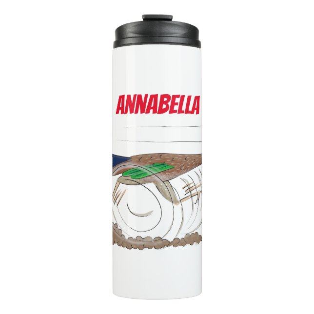 Funny roadrunner bird cartoon illustration thermal tumbler (Front)