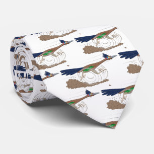Funny roadrunner bird cartoon illustration tie