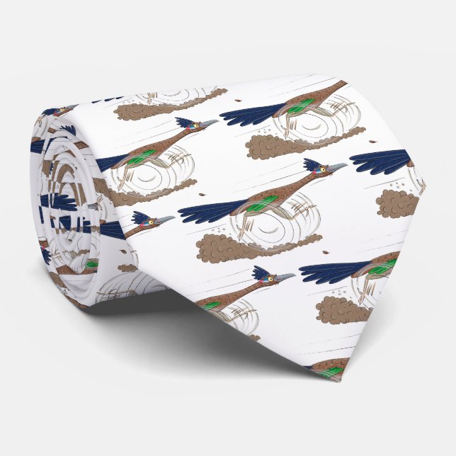 Funny roadrunner bird cartoon illustration tie (Rolled)