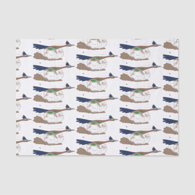 Funny roadrunner bird cartoon illustration tissue paper (Front)