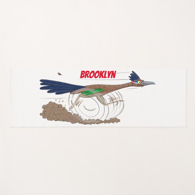 Funny roadrunner bird cartoon illustration yoga mat (Front (Horizontal))