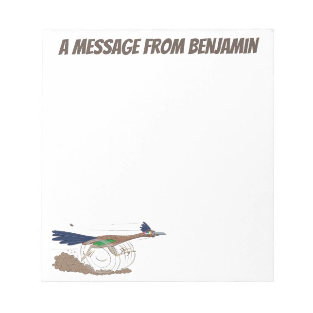 Funny roadrunner desert bird cartoon illustration notepad (Front)