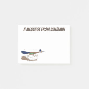 Funny roadrunner desert bird cartoon illustration post-it notes