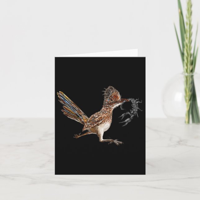 Funny Roadrunner Scorpion Road Runner Bird Hunter  Card (Front)