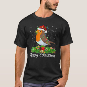 Funny Robin Bird Lover Matching Santa Hat Robin Ch T-Shirt