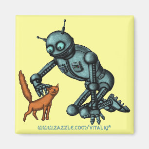 Funny robot and cat magnet design