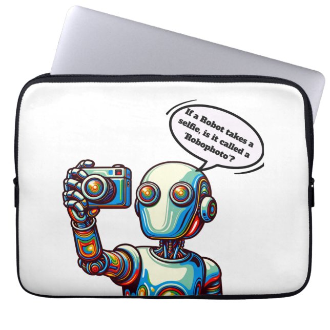funny robot, artificial intelligence, geek, nerd laptop sleeve (Front)