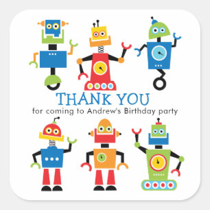 Funny Robot Birthday Sticker 