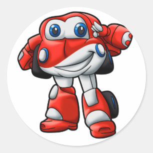Funny Robot car cartoon    - Choose back colour Classic Round Sticker