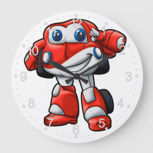 Funny Robot car cartoon    - Choose back colour Large Clock