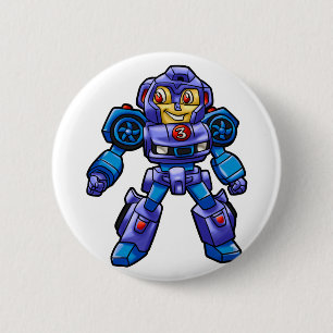 Funny robot cartoon Robot car Choose back color 6 Cm Round Badge