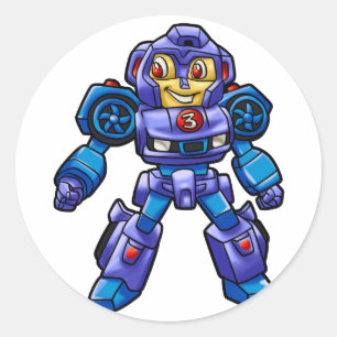 Funny robot cartoon   Robot car  Choose back colou Classic Round Sticker