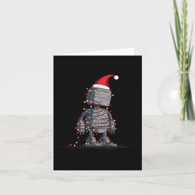Funny Robot Christmas Graphics Lights Lover Long S Card (Front)