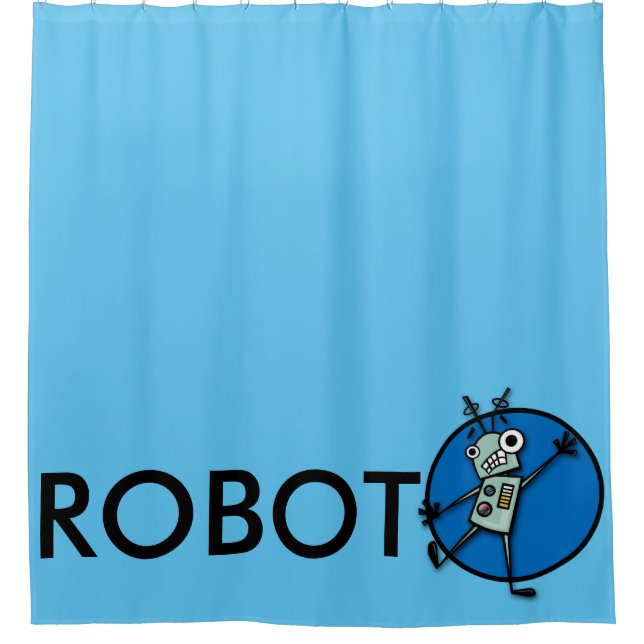 FUNNY ROBOT ILLUSTRATION SHOWER CURTAIN (Front)