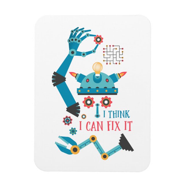 Funny Robot Repair Man Magnet (Vertical)