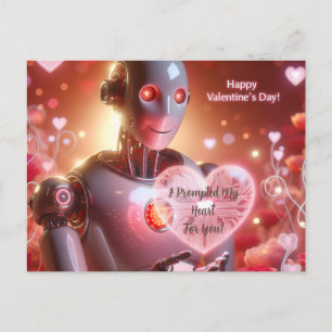 Funny Robot Valentines Day  Postcard