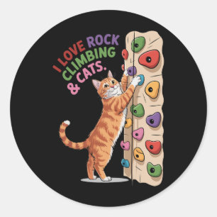 Funny Rock Climbing Cat Lover Indoor Adventure Hum Classic Round Sticker