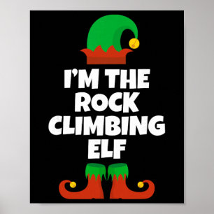 Funny Rock Climbing Elf Christmas Xmas Climber  Poster