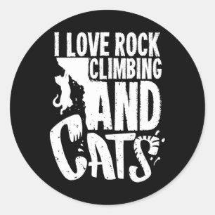 Funny Rock Climbing Gift For A Cat Lover Classic Round Sticker