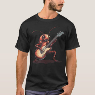 Funny Rock Cockroach With Electric Guitar Costume T-Shirt