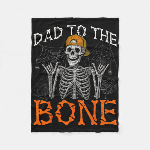 Funny Rock Dad To The Bone Skeleton Halloween Cost Fleece Blanket