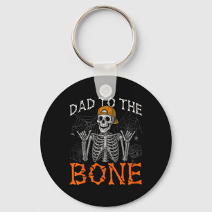 Funny Rock Dad To The Bone Skeleton Halloween Cost Key Ring