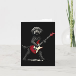 Funny Rock Goldendoodle Dog Playing Guitar Music Card