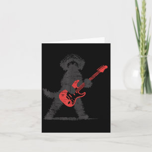 Funny Rock Goldendoodle Dog Playing Guitar Music Card