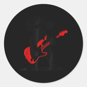 Funny Rock Maltipoo Dog Playing Guitar Music Lover Classic Round Sticker