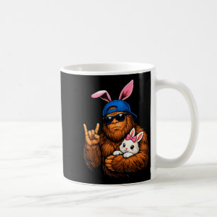 Funny Rock On Bigfoot with Bunny Easter Shirt Men Coffee Mug