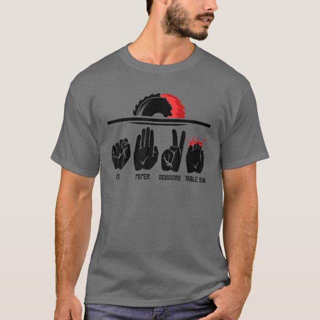Funny Rock Paper Scissors Table Saw Gift Cool Carp T-Shirt (Front)