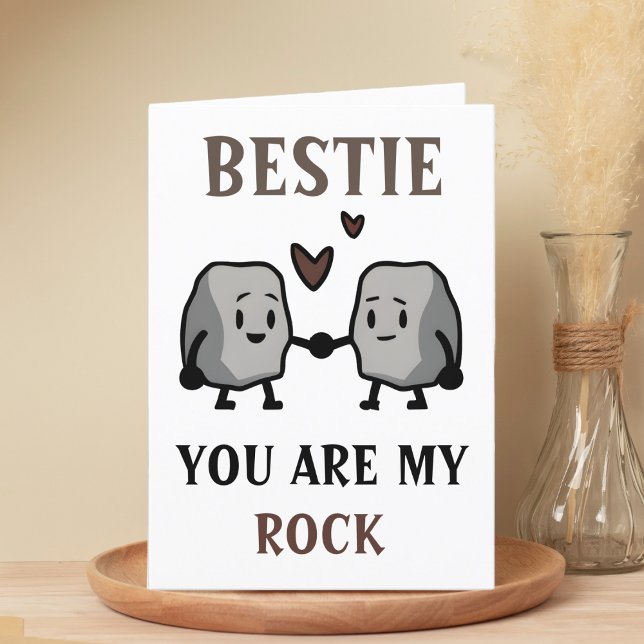 Funny Rock Pun Joke Humour Friend Happy Birthday Thank You Card (funny you are my rock birthday card for best friend)