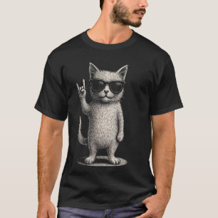 Funny Rock & Roll Cat, Vintage Kitten ROCKStar Mus T-Shirt