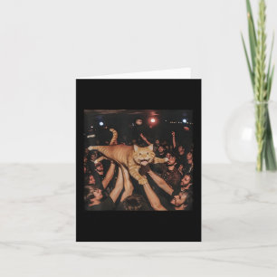 Funny Rock Show Cat Meme Cute Tabby Kitten Crowd S Card