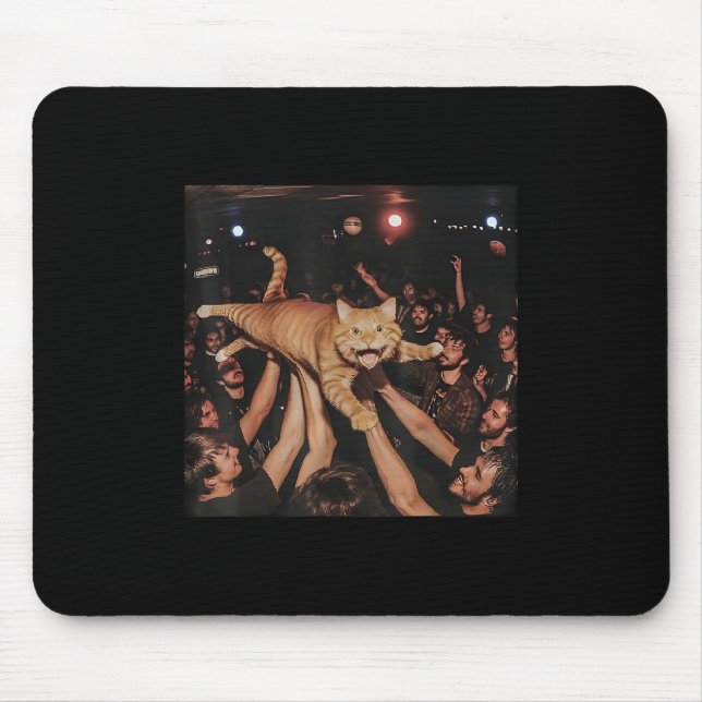 Funny Rock Show Cat Meme Cute Tabby Kitten Crowd S Mouse Mat (Front)