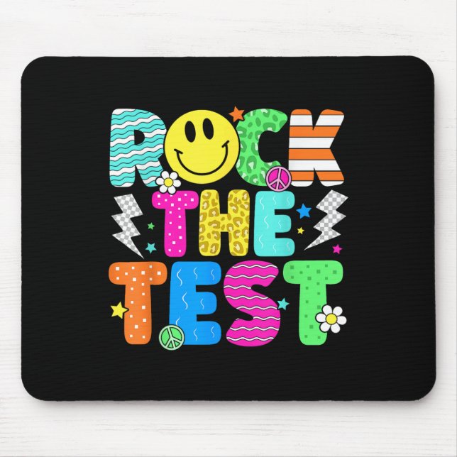 Funny Rock The Test Testing Day Teacher Student Mo Mouse Mat (Front)
