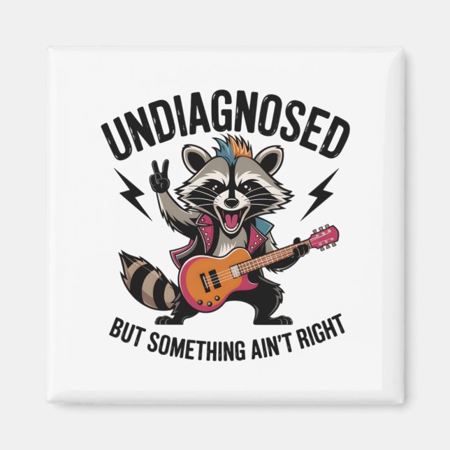 Funny Rocking Racoon  Magnet (Front)