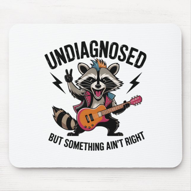 Funny Rocking Racoon  Mouse Mat (Front)