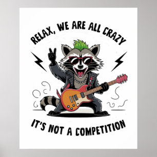 Funny Rocking Racoon Poster