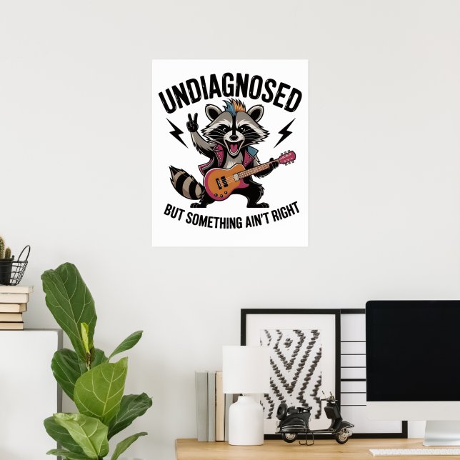 Funny Rocking Racoon Poster (Home Office)