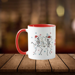 Funny Rocking Spooky Dancing Skeleton Christmas Mug