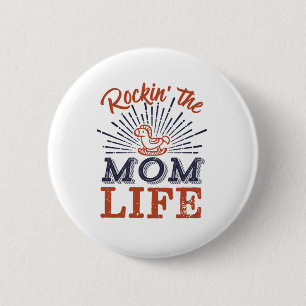 Funny Rocking The Mum Life Vintage Mother's Day 6 Cm Round Badge