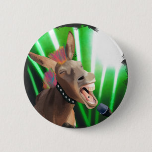 Funny Rockstar Donkey 6 Cm Round Badge