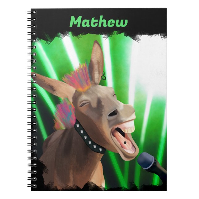 Funny Rockstar Donkey Notebook (Front)