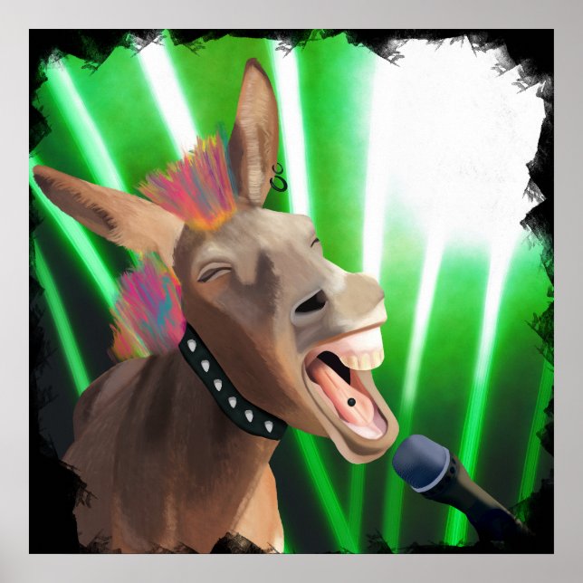 Funny Rockstar Donkey Poster (Front)