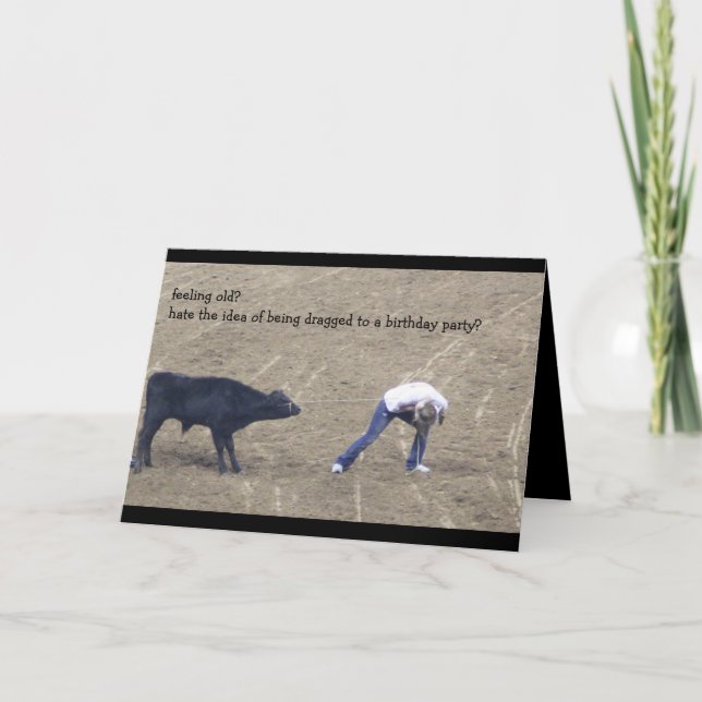 Funny Rodeo Birthday for Old Timer (cake!) Thank You Card (Front)