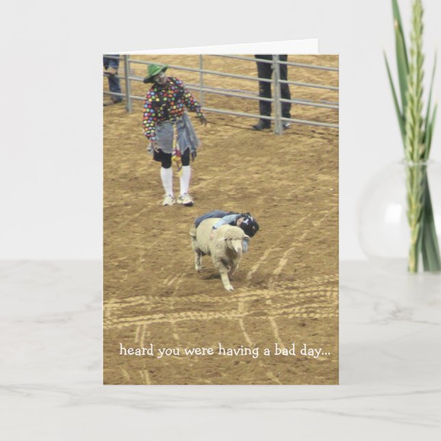 Funny Rodeo card of encouragement, mutton bustin' (Front)