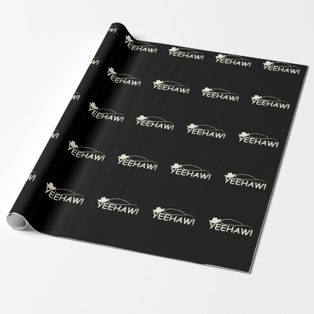 Funny Rodeo Horse Riding Cowboy and Cowgirl Wrapping Paper (Unrolled)