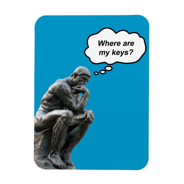 Funny Rodin's Thinker Statue - Where Are My Keys? Magnet (Vertical)